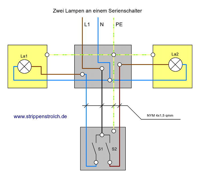Wechselschaltung 2 Schalter 1 Lampe - Wiring Diagram